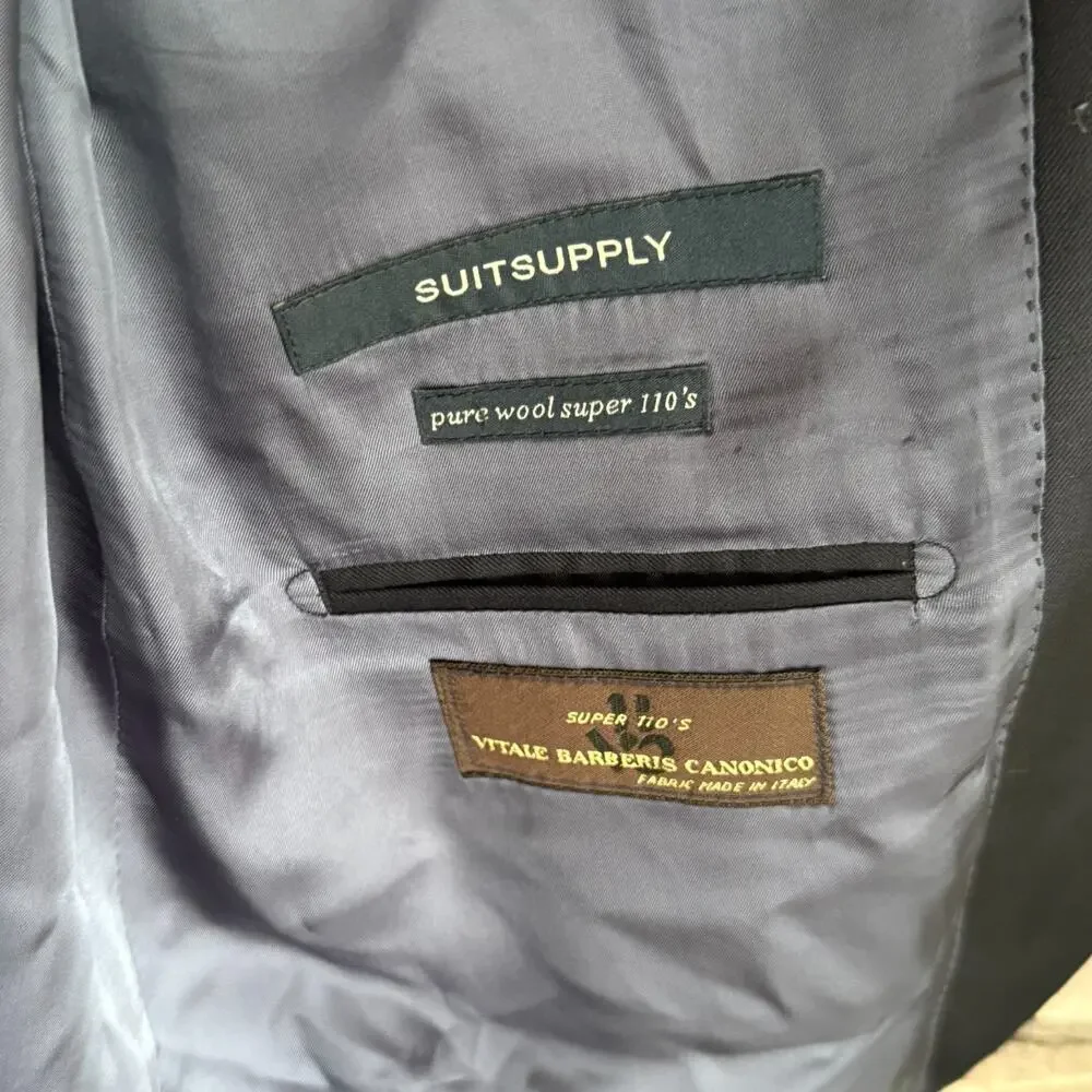 SuitSupply Wool Sport Coat Blazer Mens 46R Navy Blue 2 Button Business Classic